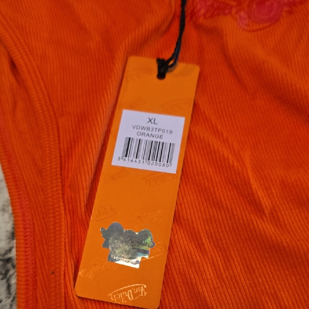 Von Dutch Vibrant Orange Tank Top - Picture 3 of 4